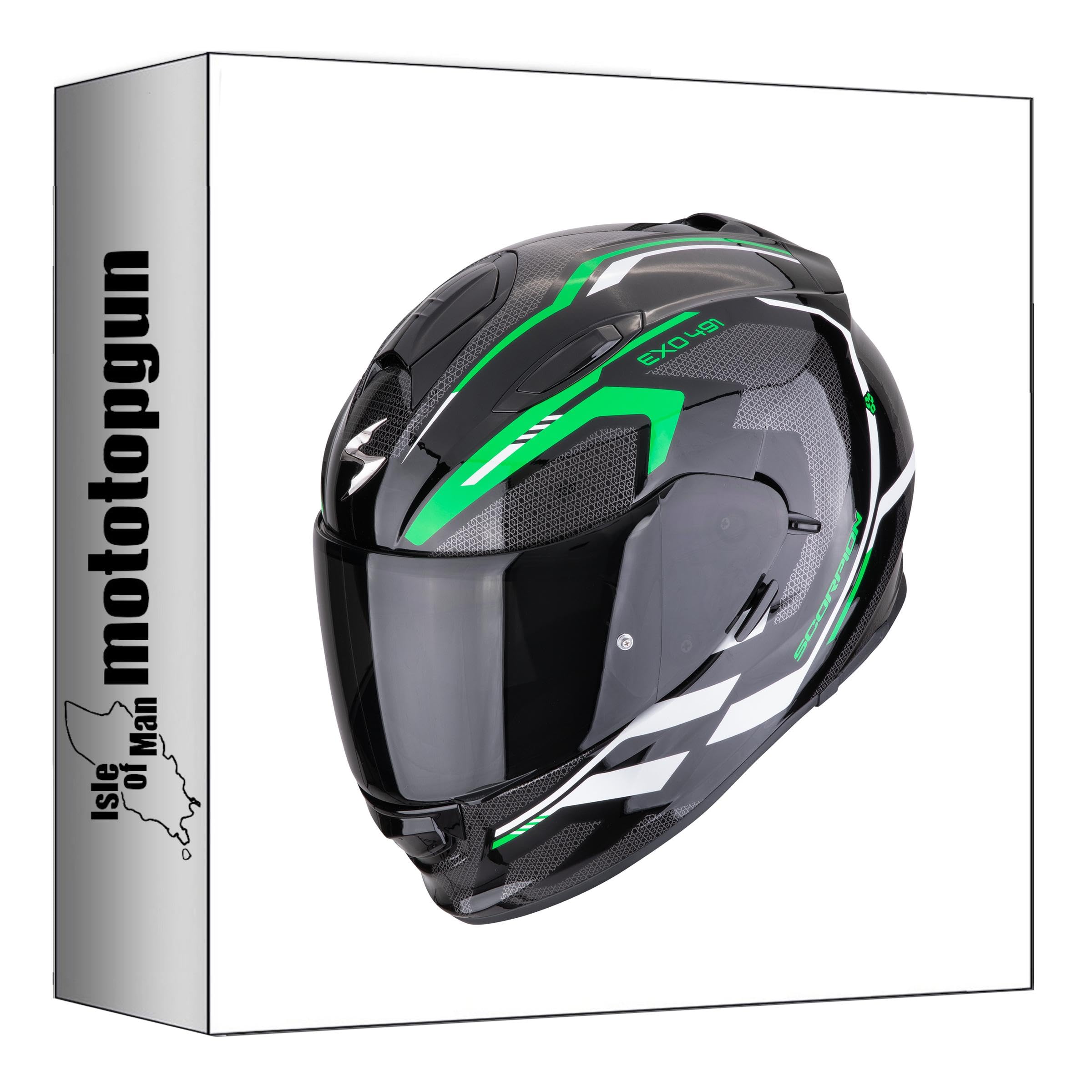 Scorpion Casque intégral pour Moto exo-491 kripta Noir Vert Blanc Taille l mototopgun 48-450-349-05