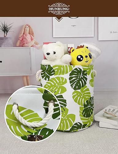Miniatura 6 de HUNRUNG Canasta grande ligera de lona para almacenar, organizar juguetes, ropa sucia - plegable, resistente al agua, para dormitorios