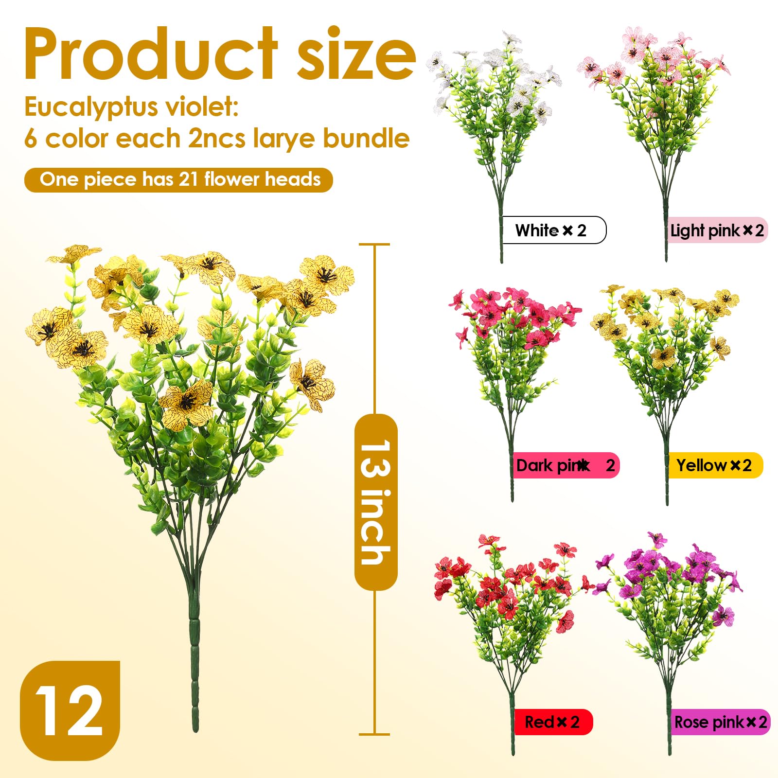 HBell 12 Bundles Outdoor Artificial Flowers UV Resistant Fake Boxwood Plants,Faux Plastic Greenery for Indoor Outside Hanging Plants Garden Porch Window Box Home Wedding Decor (Multi) - Image 2