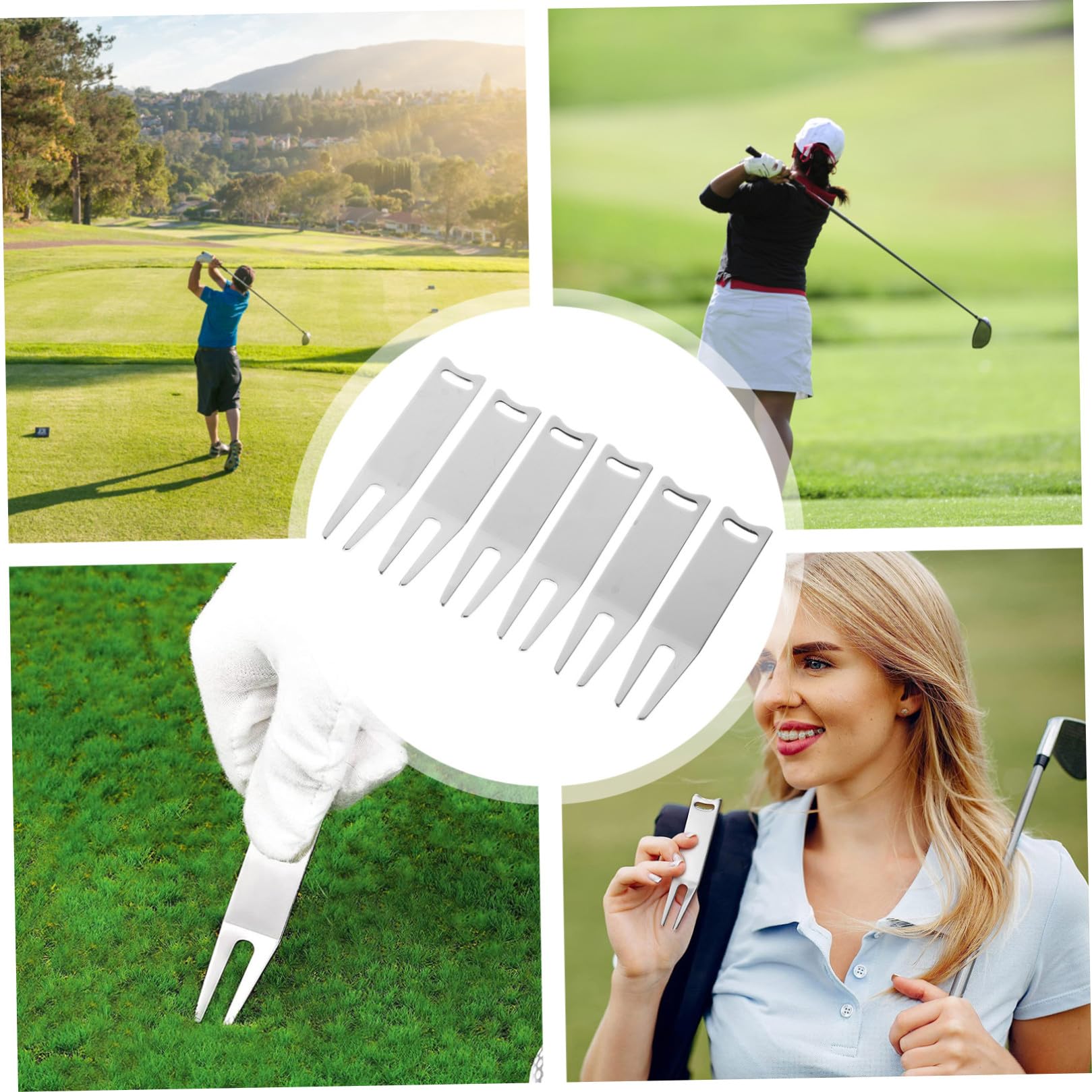 Toddmomy Golfgabel Golf Divot Rillenschärfer Golf Golf-Werkzeuge Entfernung Pitchgabeln Für Den Golfsport Golf-Divot-Tool Reparaturwerkzeuge Für Divots Eisen Silber
