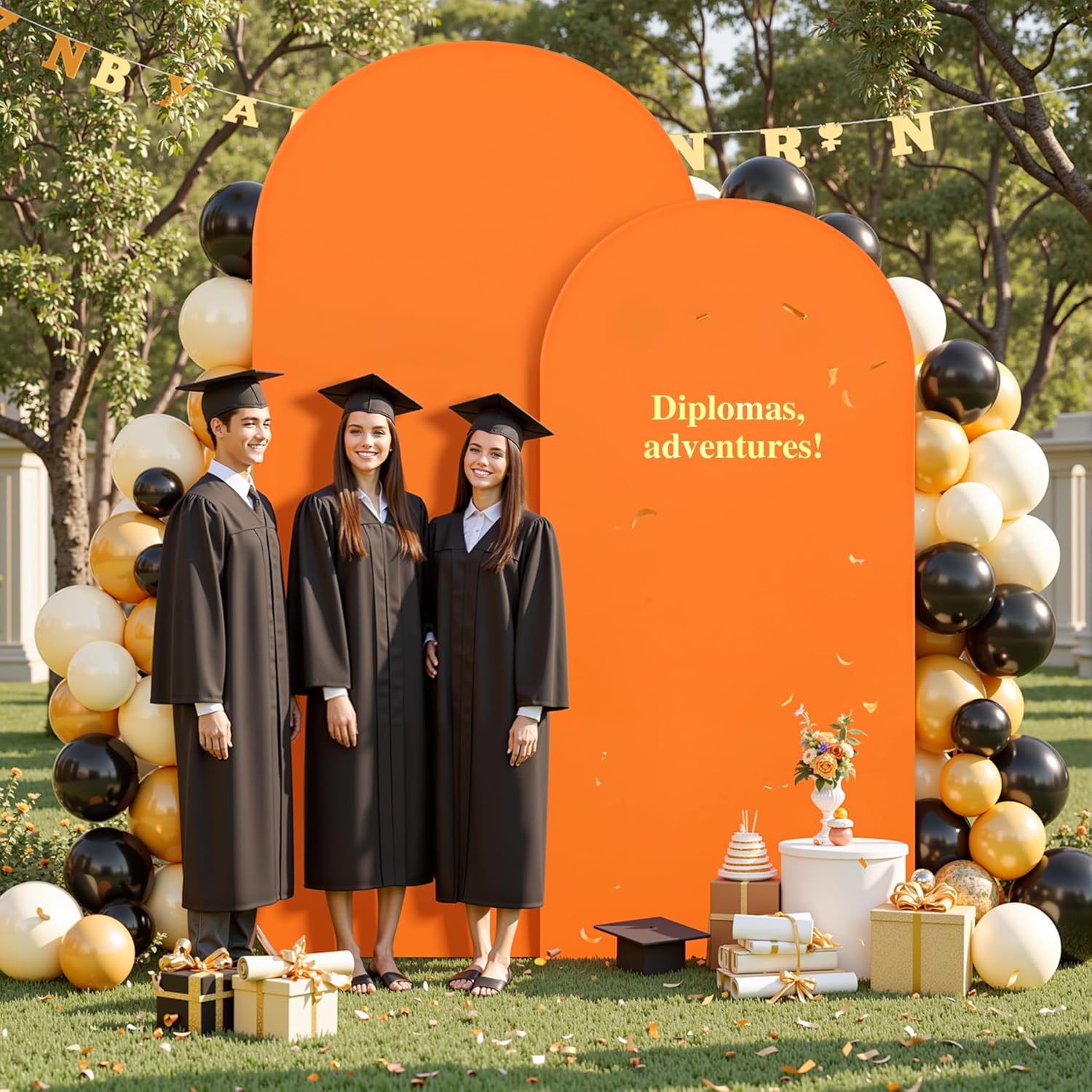 7.2FT Orange Arch Backdrop Cover,Spandex Fitted Wedding Arch Stand Covers Round Top Chiara Arch Covers Stretchy Backdrop for Birthday Party Ceremony Banquet Decoration - Image 5