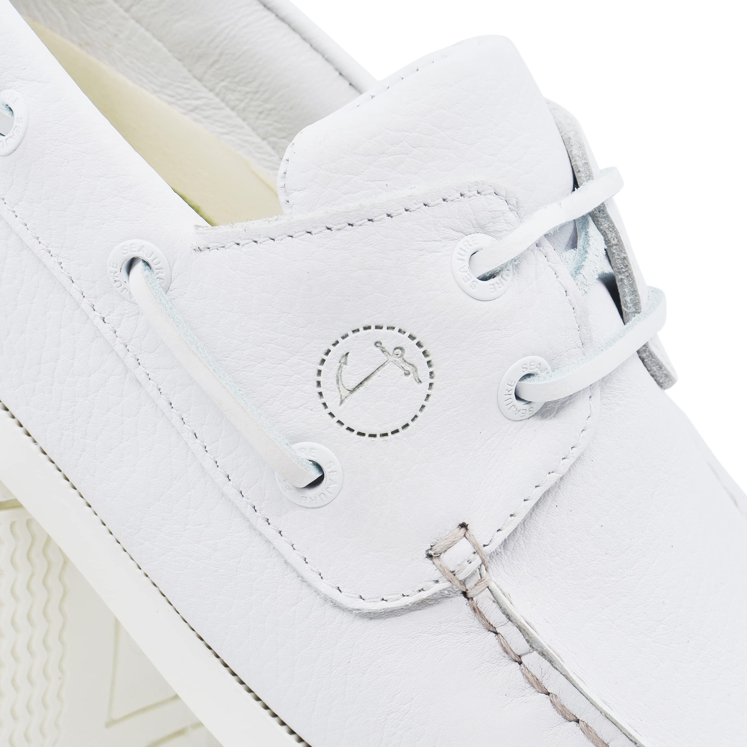 Seajure Chaussures Bateau pour Femme Shoal en Cuir Blanc