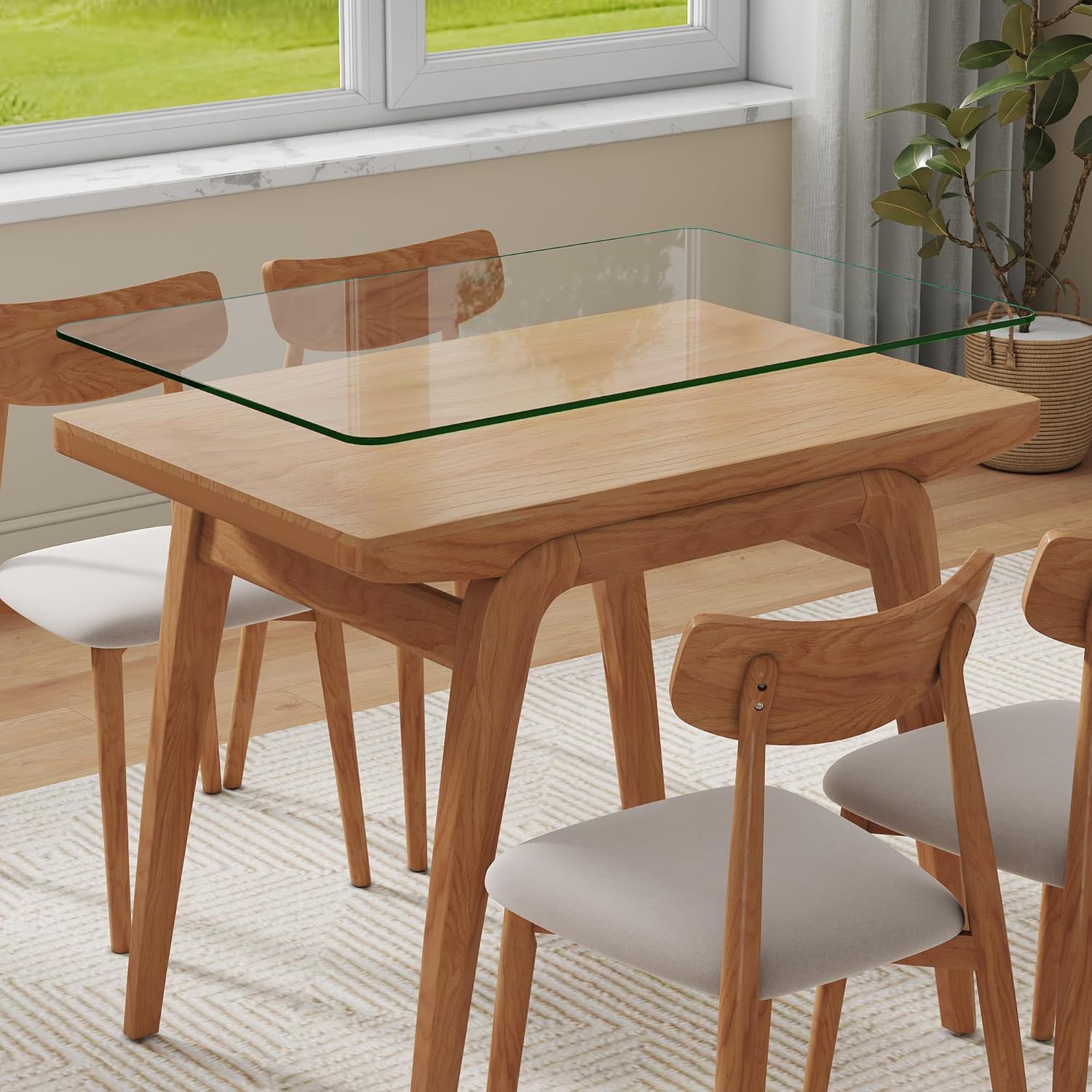 24 x 36 Tempered Glass Table Top Rectangle 0.31 Thick Flat Polished Edge Top Protector for Dining, Patio, Coffee Table (24x36 inch)