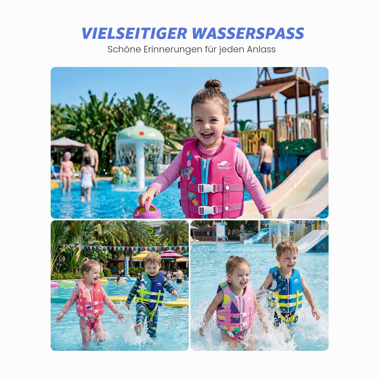 Gogokids Kinder Schwimmweste Float Jacket – Kleinkind Badeanzug Assist Bademode Schwimmtraining Auftrieb Badeweste Neopren SchwimmwesteN für 2–9 Jahre 15-35kg