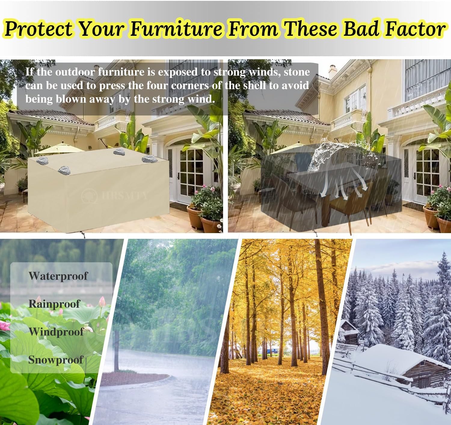 Patio Furniture Covers Heavy, Outdoor Furniture Set Cover Sectional Sofa Waterproof, Heavy Duty 420D Patio Garden Dining Table and Chair Couch Covers, Anti-UV, Weatherproof
