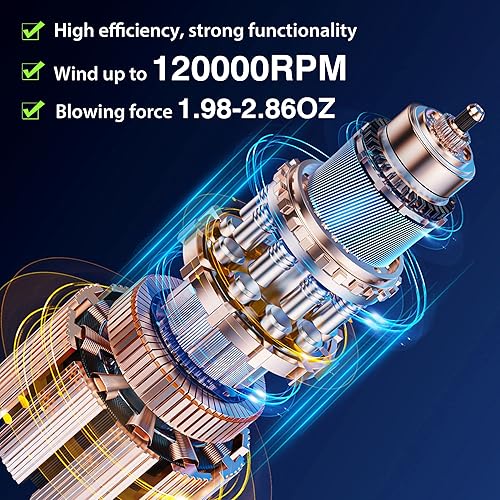 Miniatura 6 de Limpiador de teclado con plumero de aire comprimido, plumero de aire eléctrico para computadoras, automóvil, sin aire comprimido, soplador de aire