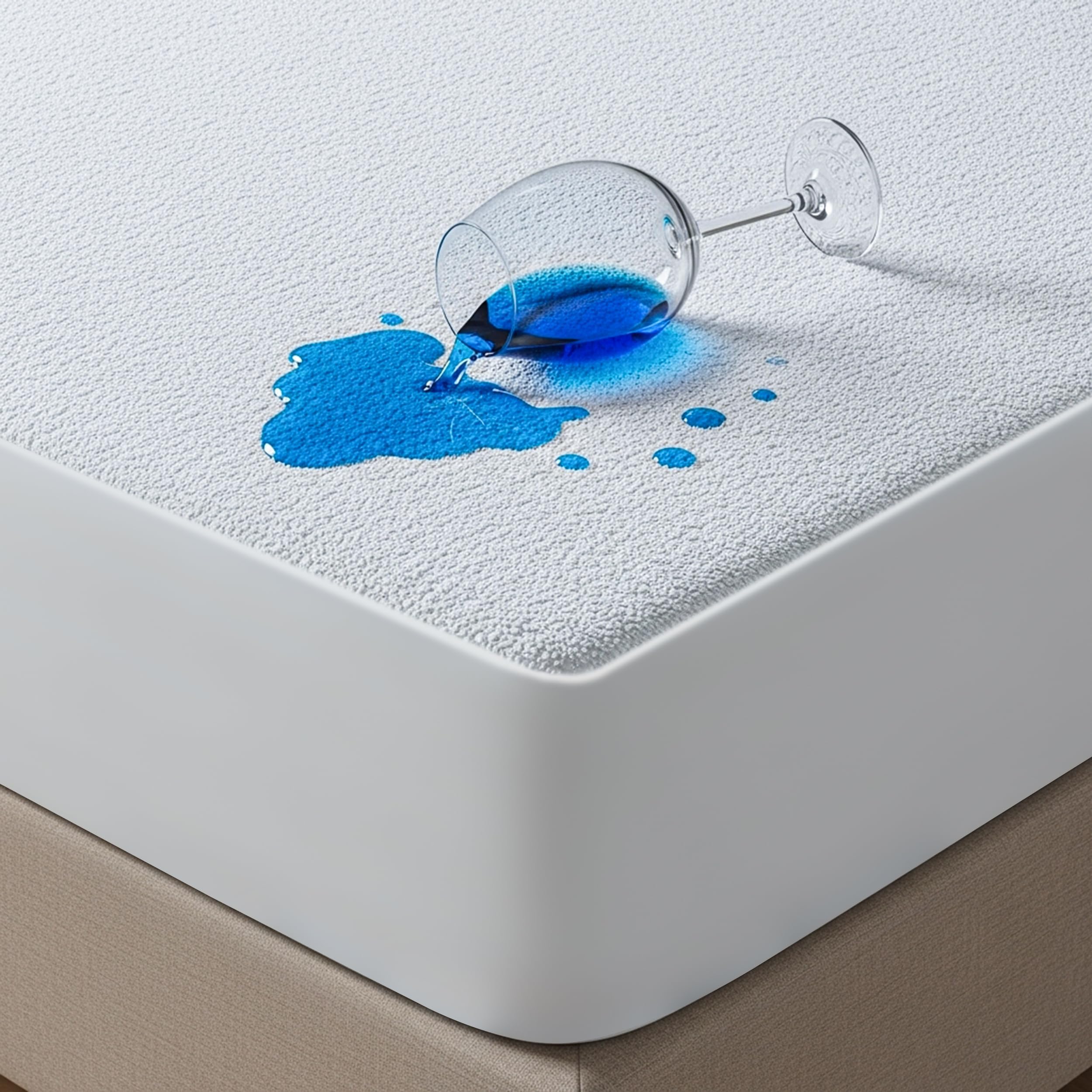 Waterproof Mattress Protector Double Bed 135 x 190 cm, Fits Up to 40 cm Deep Mattresses, Premium Terry Mattress Protector