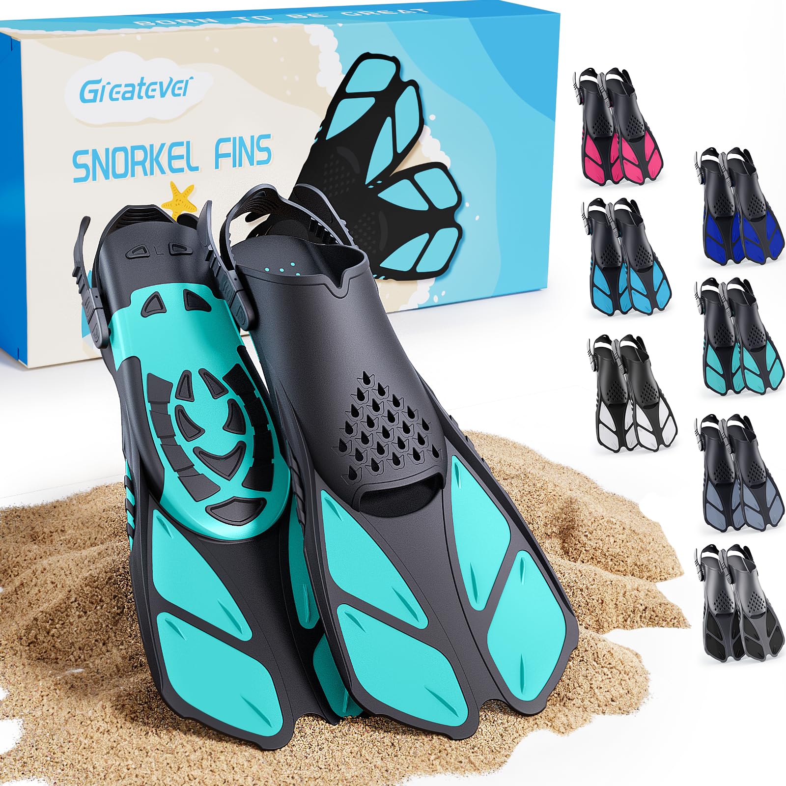 Photo 1 of Greatever Snorkel Fins, Travel Size Short Flippers for Snorkel Swim Diving