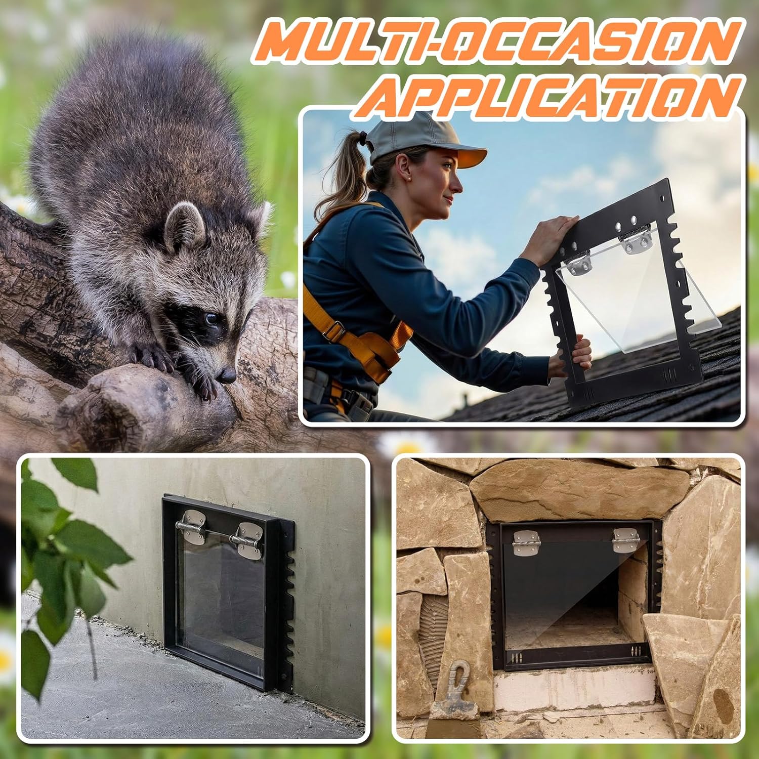 MorningRo 1 Pack 11.8" x 9.5" x 0.8" Large Raccoon One Way Excluder Door Inimitable Outside Live Trap Raccoon Repellent Dog Proof Eviction Possum Trap for Attics Home Farms