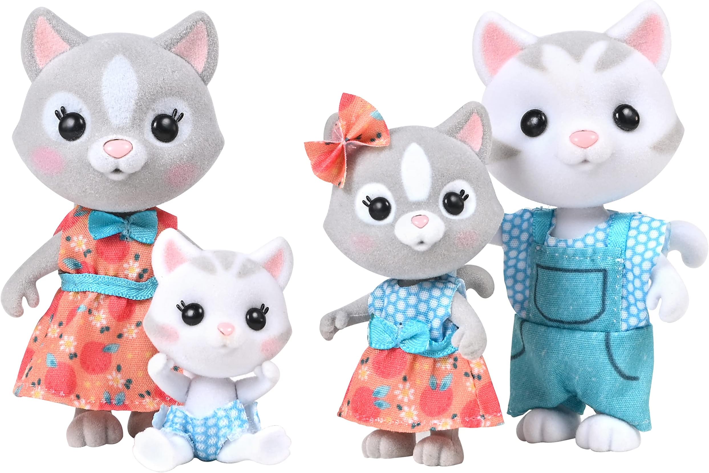 The Purringtons Cat Family, 4 Miniature Doll Figures, Small