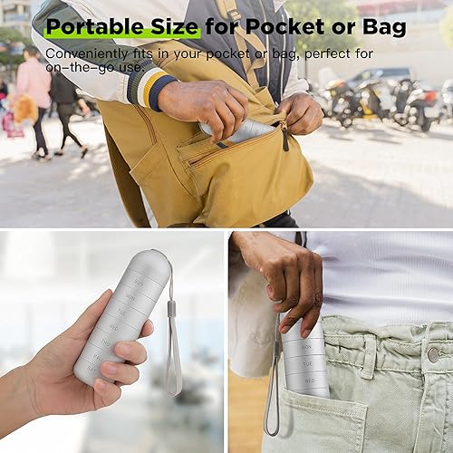 Miniatura 6 de Zannaki Pastillero semanal de metal a prueba de humedad, apilable, aleación de aluminio sin BPA, para viajes, senderismo, pastillero de 7 días,