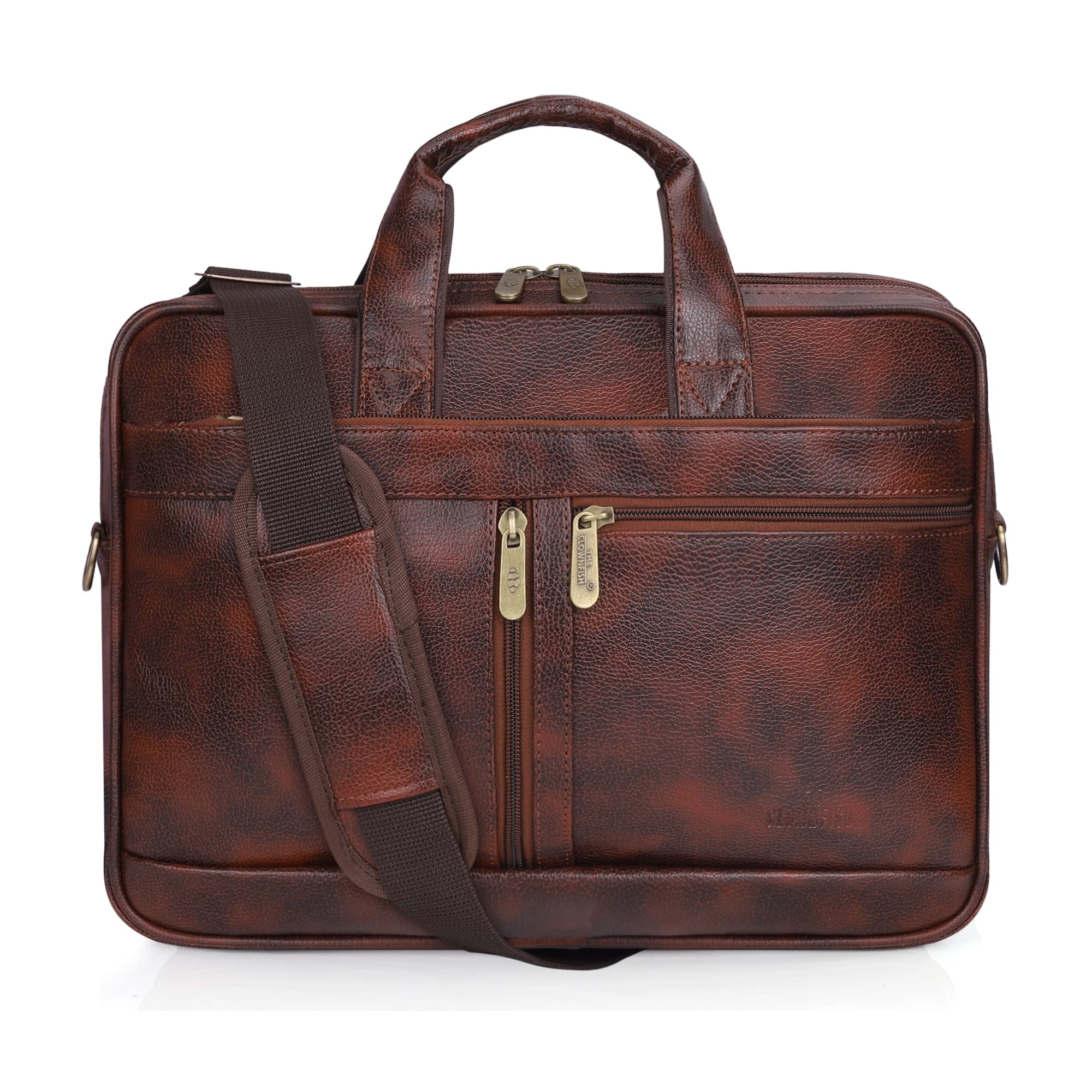 THE CLOWNFISH Unisex Faux Leather 15.6 Inch Laptop Messenger Bag Briefcase Laptop Bag (Tan) (B09SB8X8B9) Amazon Price History, Amazon Price Tracker