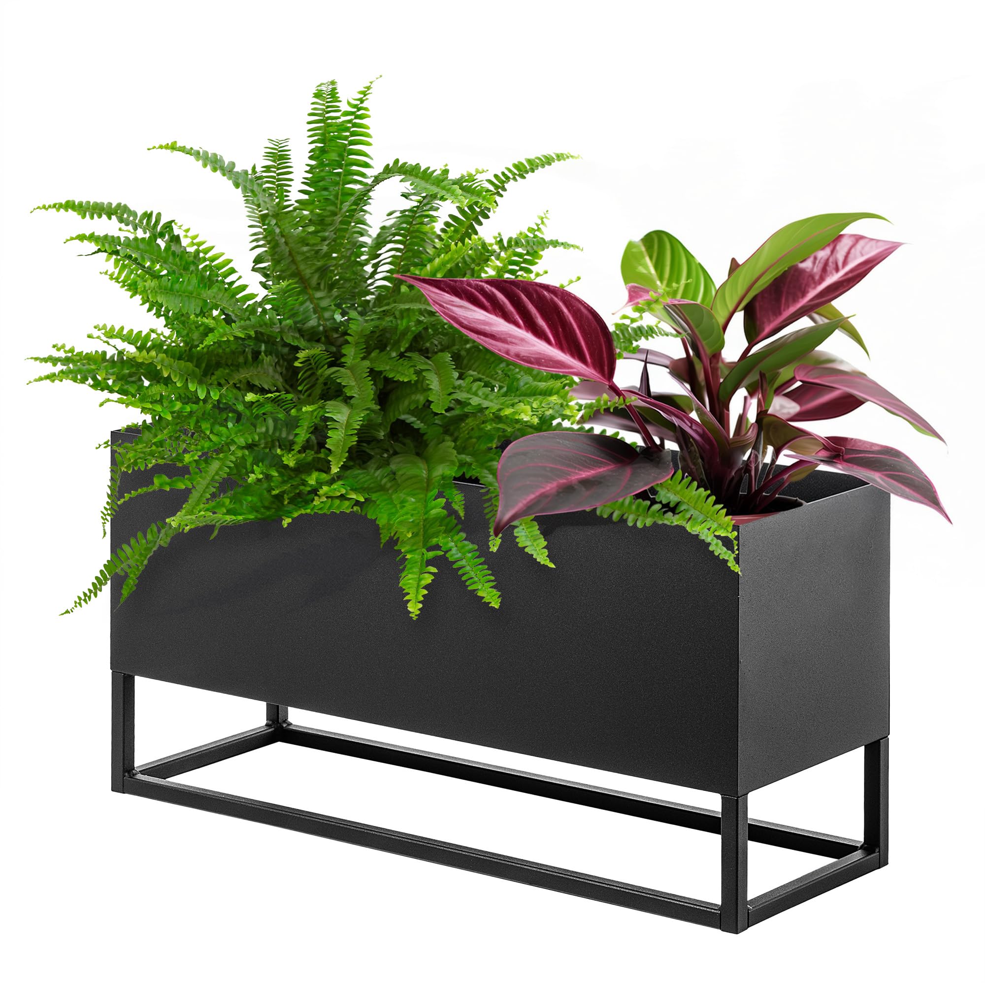 KADAX Fioriera Larga con Palo in Acciaio Nero Supporto per Fiori da Interno ed Esterno Porta Vaso per Aiuola (Altezza: 30 cm)