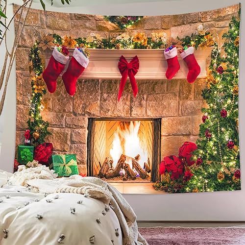 Miniatura 10 de shoowyees Tapiz navideño para colgar en la pared, divertido tapiz de pared de Navidad, caja de regalo, tapiz de pared, cálido invierno, pesadilla,