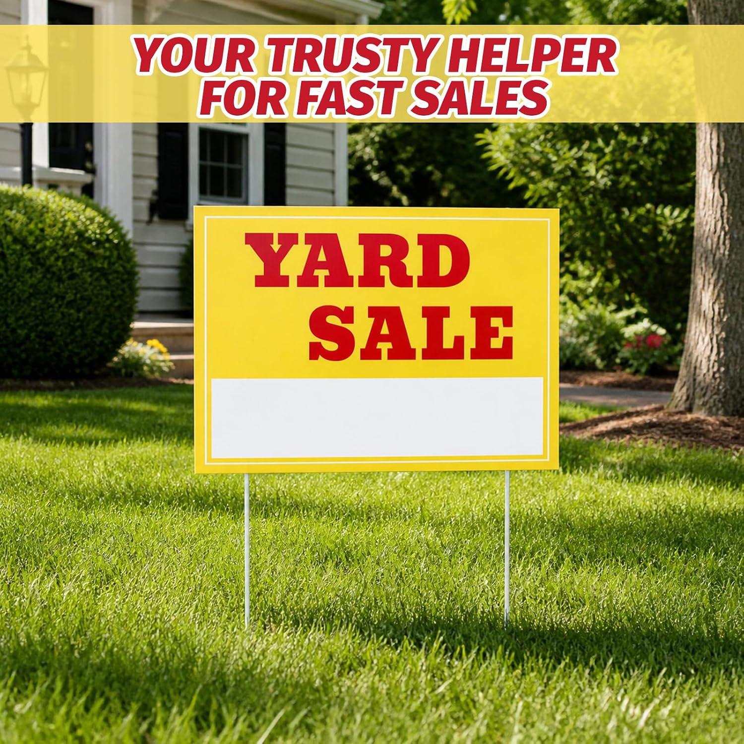 6PCS Waterproof Yard Sale Signs with Plastic Stakes, Double Sided Garage Sale Sign Set for High Visibility, Directional Arrow Boards for Outdoor Estate Promotion