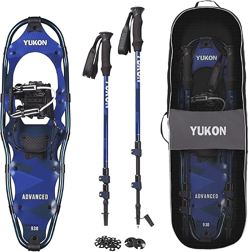Yukon Charlie's Kit avanzado de raquetas de nieve, incluye raquetas de nieve, bastones de senderismo y bolsa de viaje