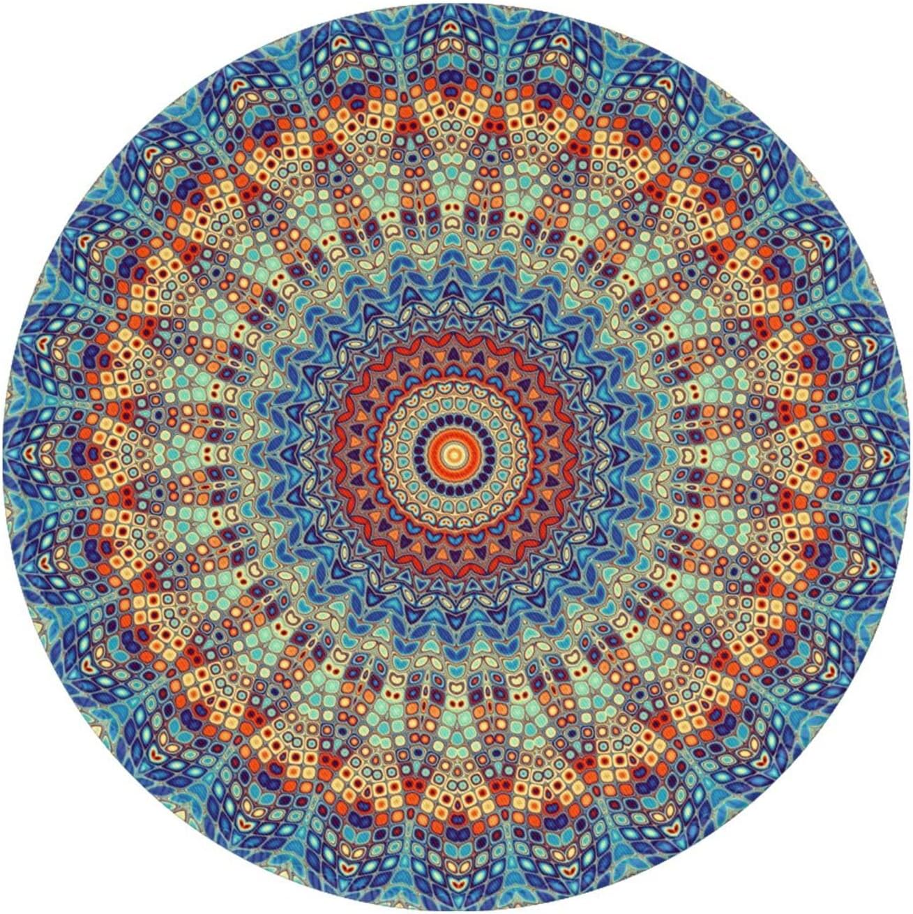 Amazon.com: Performore Round Mandala Mouse Pad - Gold and Blue Pattern ...