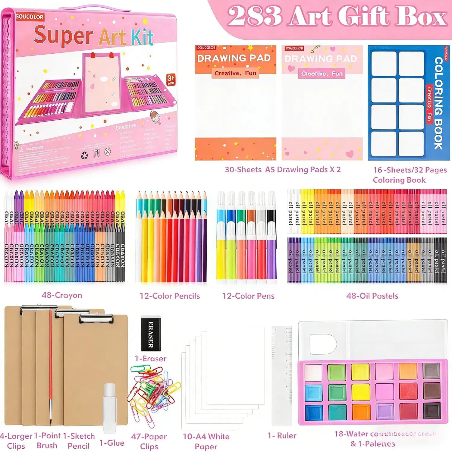 Soucolor Art Supplies Set - Girls Drawing & Coloring Kit -2 Soucolor Art Supplies Set - Girls Drawing & Coloring Kit -2