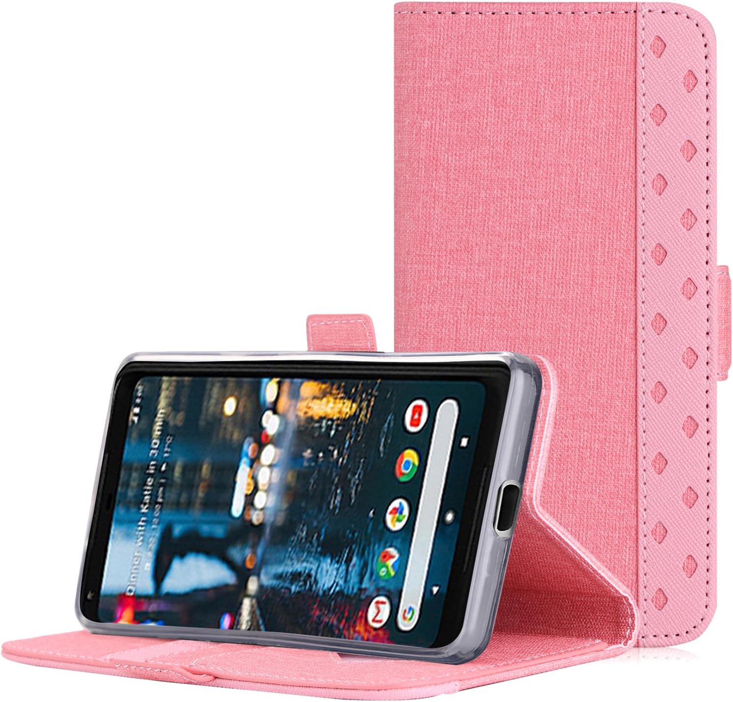 ProCase Google Pixel 2 XL Case, Folio Folding Wallet Case Flip Cover Protective Case for Google Pixel 2 XL (2017 Release), with Card Slots Cash Clip and Kickstand -Pink