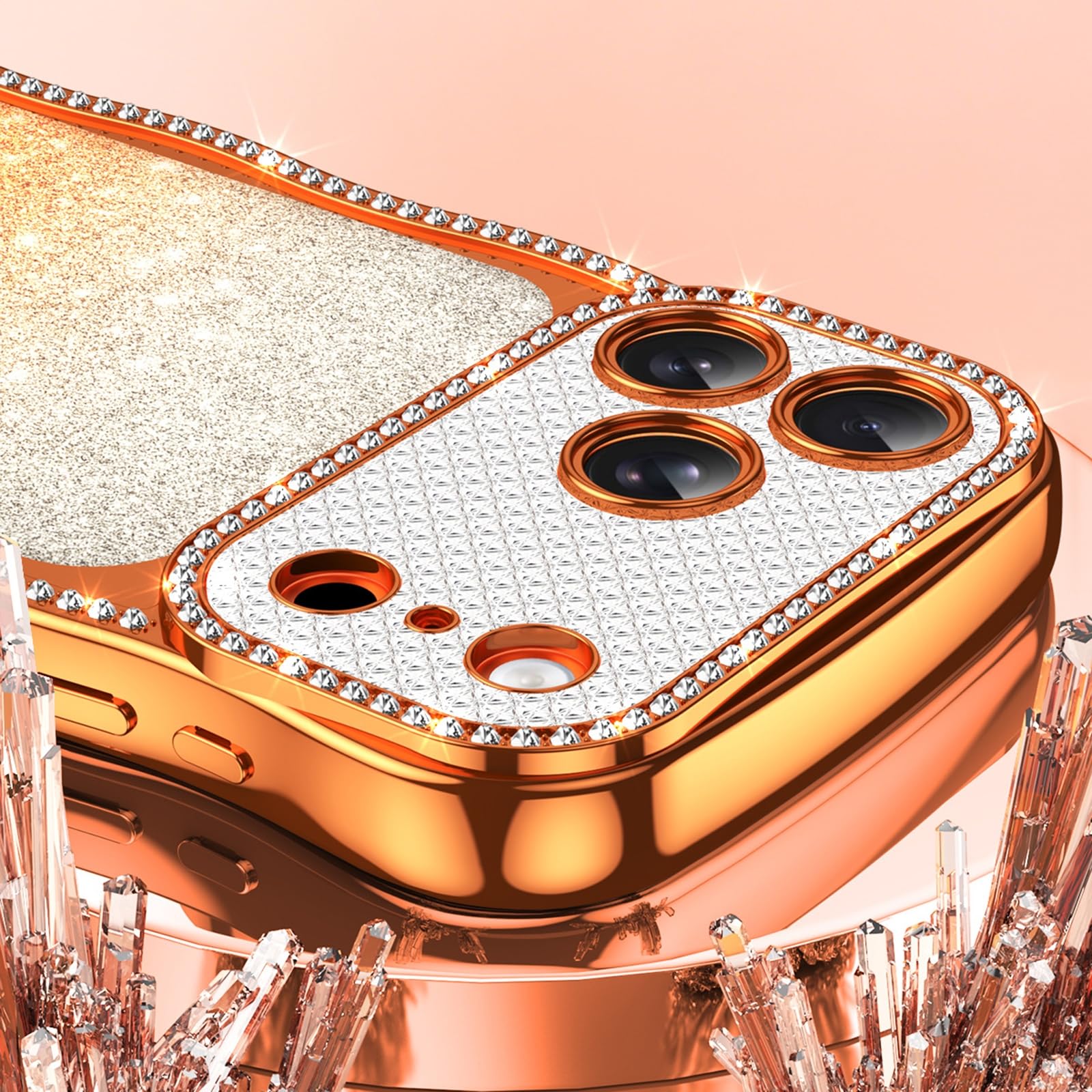 Glitzer Hülle für iPhone 17 Pro Max/17 Pro/17 Air/17, Luxus Galvanik rutschfeste Schutzhülle mit Volls Schutz des Objektivs Handyhülle,Schwarz,17 Air