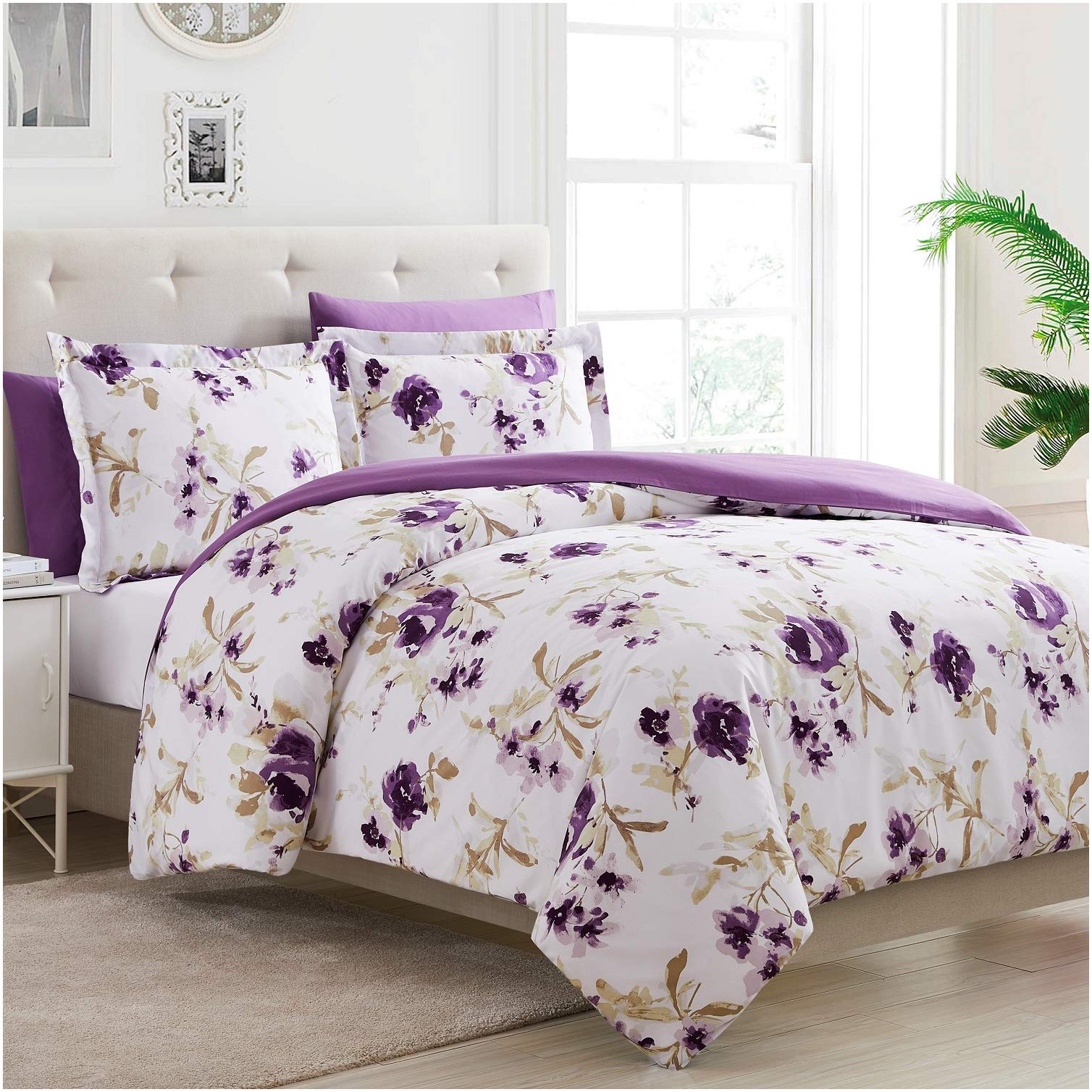 Mellanni 1800 Collection Microfiber Duvet Cover Set - Duvet Cover (King, Madison Purple)