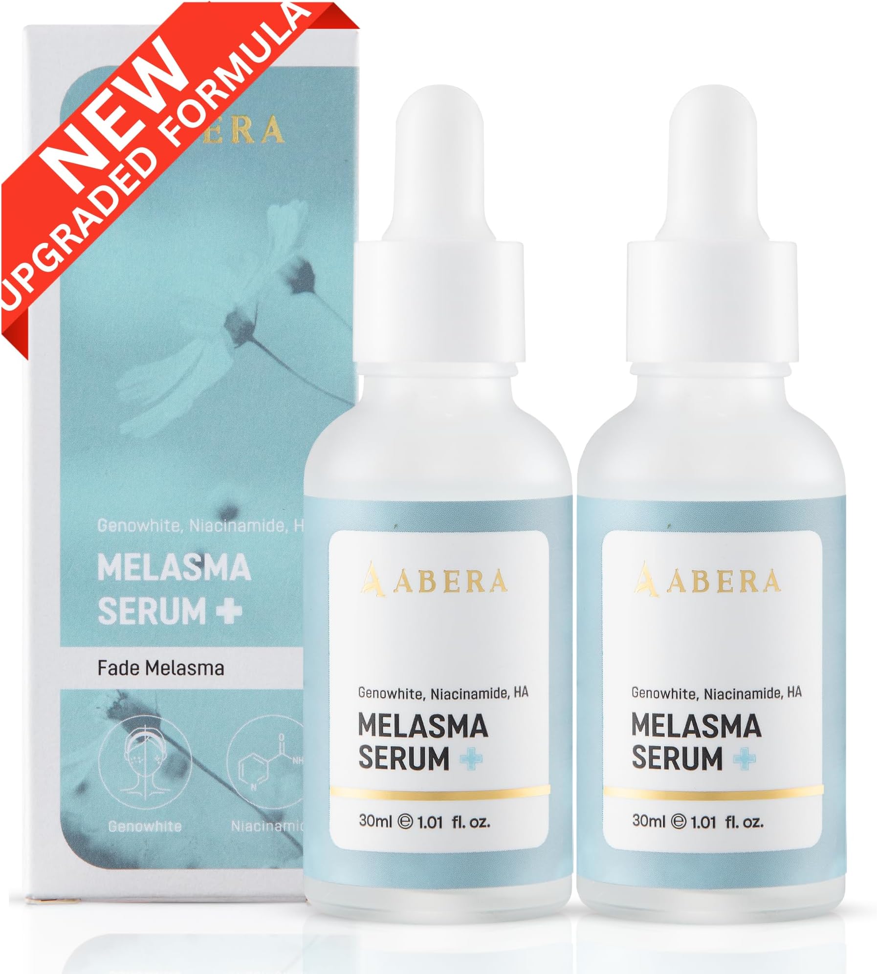 Abera Melasma Serum with Niacinamide and Hyaluronic Acid, Dark Spot Corrector Serum, Melasma Treatment for Face, Suitable for All Skin Types, 0.68 fl. Oz, Set of 2