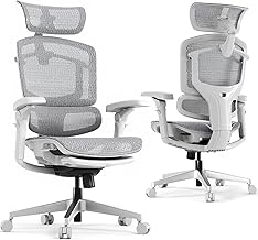 FLEXISPOT ErgoX Pro Ergonomic Office Chair with Footrest, Height Adjustment, 12 Levels, 7D Armrest, 5D Lumbar Support, 4D Headrest, Load 250 kg, Breathable Mesh Seat, Grey