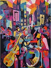 Artery8 New Orleans Jazz Festival Street Musicians Playing Music City at Sunset Abstract Modern Painting Large Wall Art Poster Print Thick Paper 18X24 Inch