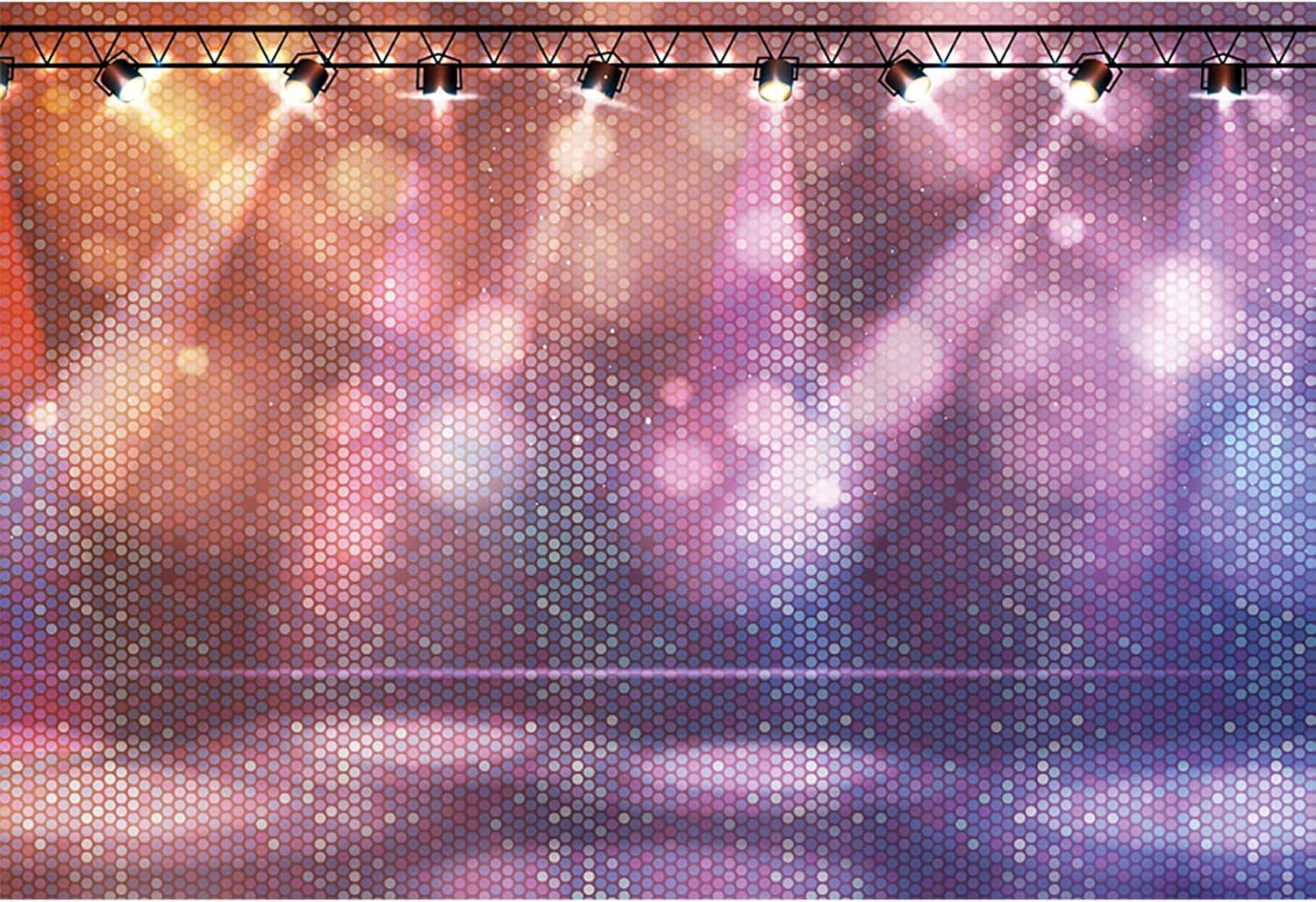 Baocicco 10x6.5ft Stage Backdrop Multicolor Spotlight Dance Floor Stage-Lighting Effect Photography Background Talent Show Birthday Baby Shower Discos Graduation Kids Adults Photoshoot Studio