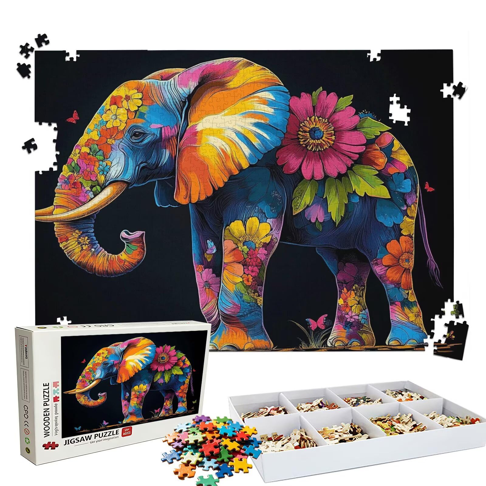 Puzzle 1500 elementów, 1500 elementów, dla dorosłych, kolor słonia (2), drewniane puzzle, zestaw "zrób to sam" dla dorosłych, gruby materiał i idealne uzębienia, powierzchnia bez odbicia, puzzle