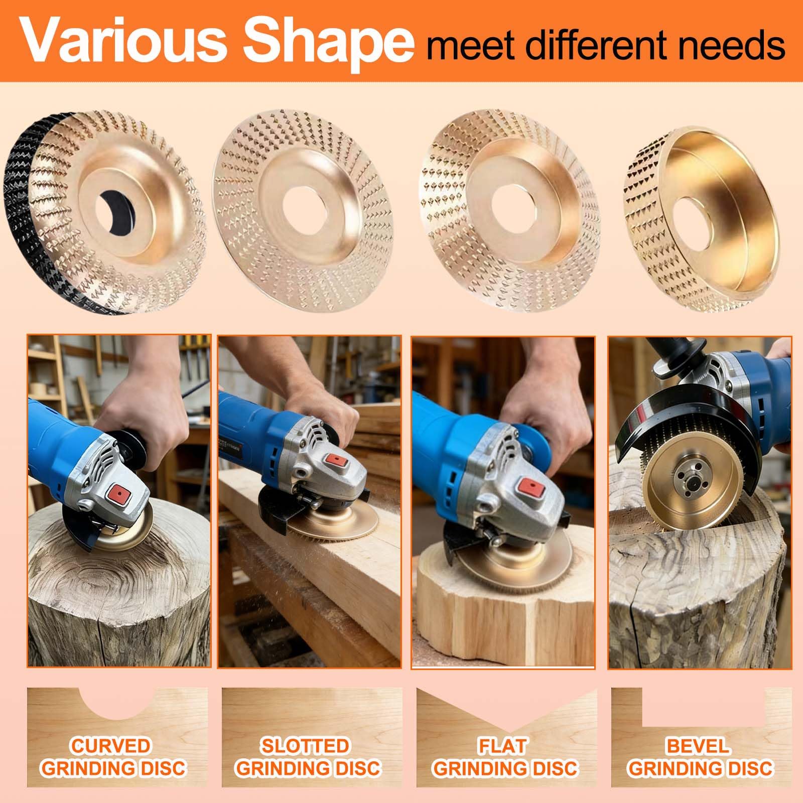 Wood Carving Disc Set - 14pcs Angle Grinder Tools -5