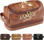Personalized Toiletry Bag for Men, Engraved Name & Text, Leather Men's Toiletry Bag for Traveling, Customized Birthday Gift for Husband, Grandpa, Lover
