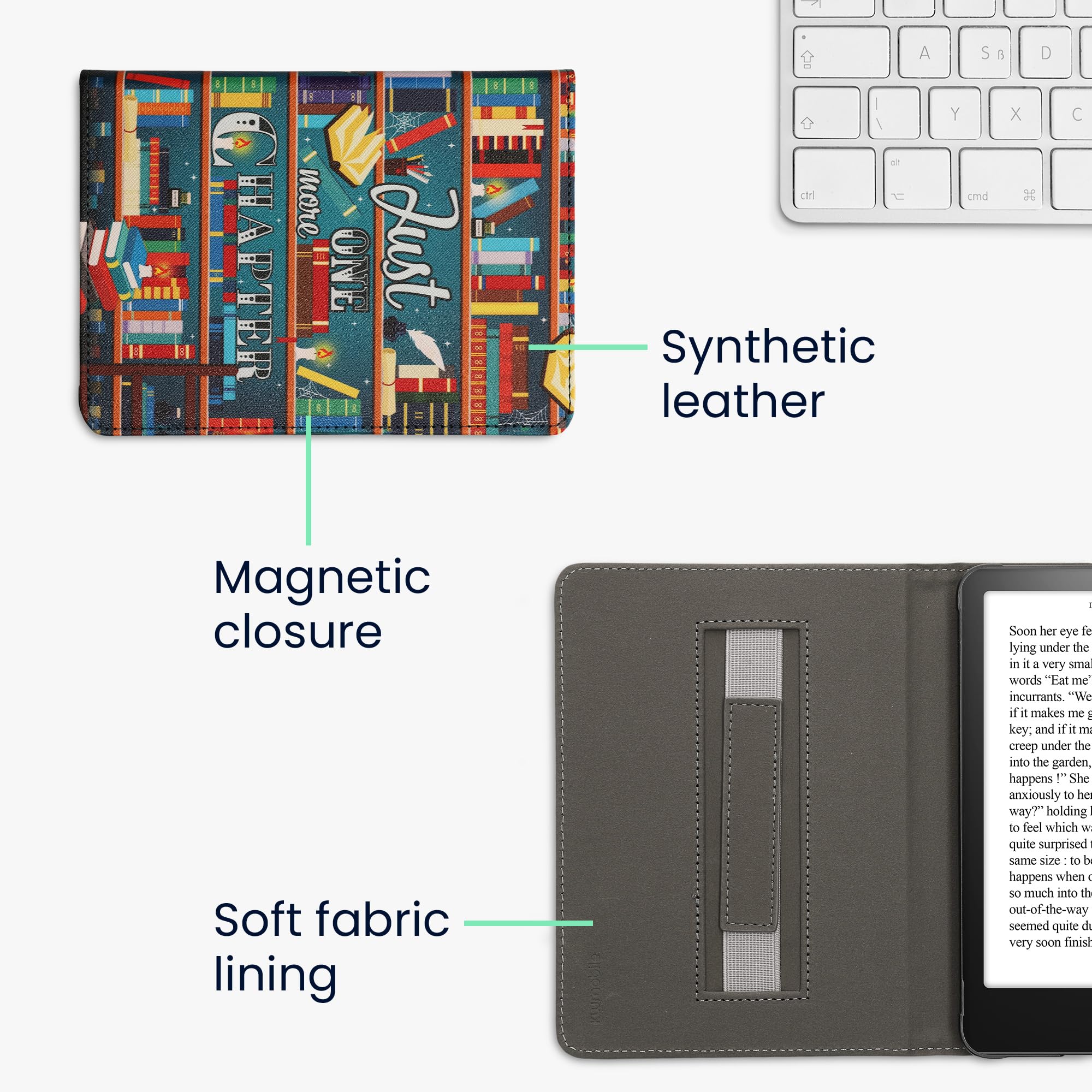 kwmobile Etui do czytnika e-booków kompatybilne z Amazon Kindle Paperwhite (12. Gen 2024) / etui Kindle Colorsoft - etui na czytnik - wielokolorowe biblioteka