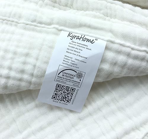 Miniatura 9 de Manta KyraHome de muselina 100 % orgánica para sofá, transpirable, súper suave, 100 % algodón, acogedora, ligera, cálida, suave, para todas las
