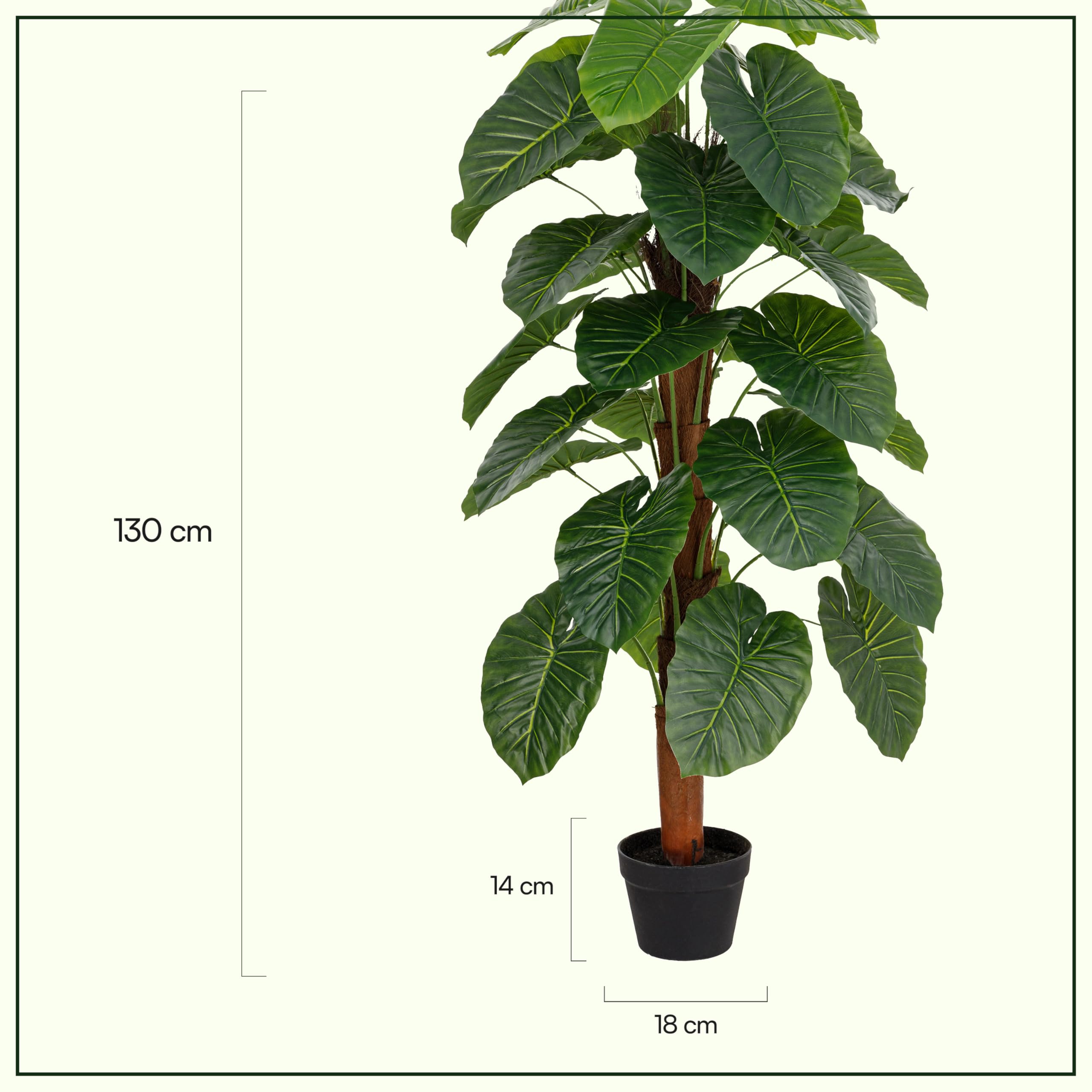 Baroni Home Planta Artificial de Interior y Exterior, Planta Decorativa de Alocasia de Imitación para Salón, Dormitorio, Cocina, 130 cm de Altura