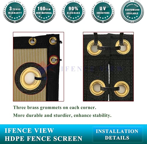 Miniatura 5 de Ifence View - Malla de tela para privacidad, color beige, de 4 x 1 pies hasta 4 x 100 pies, para construcción, patio, entrada, jardín, barandilla,