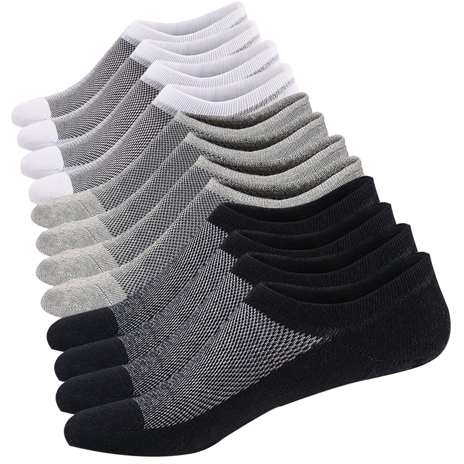 Ueither Calcetines Cortos Hombre Invisibles Respirable Calcetines tobilleros Algodón Antideslizantes