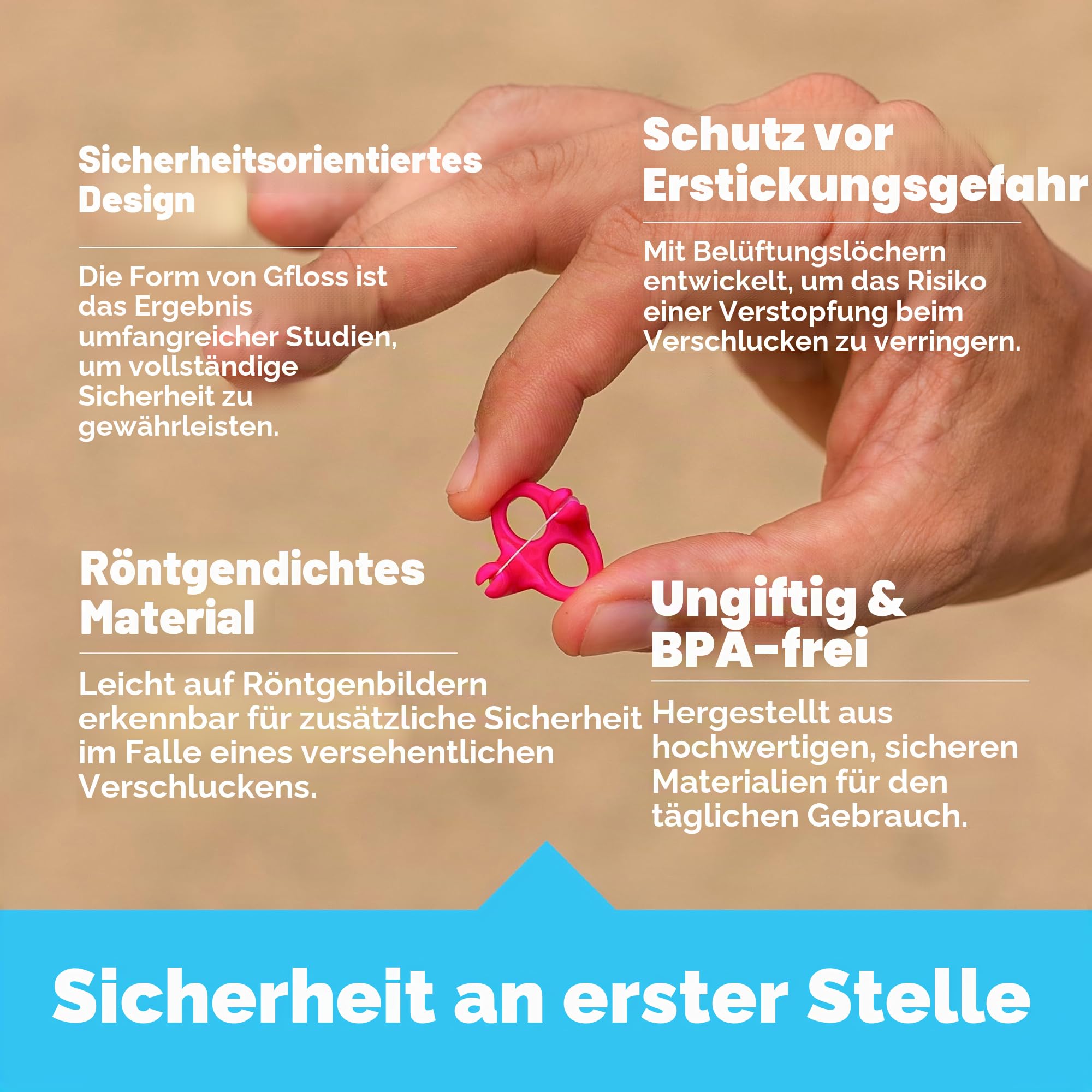 Gfloss Handfreie Zahnseide – 40 Stück – einfach zu bedienen und diskrete Zahnseide für Erwachsene | Zahnseide für unterwegs