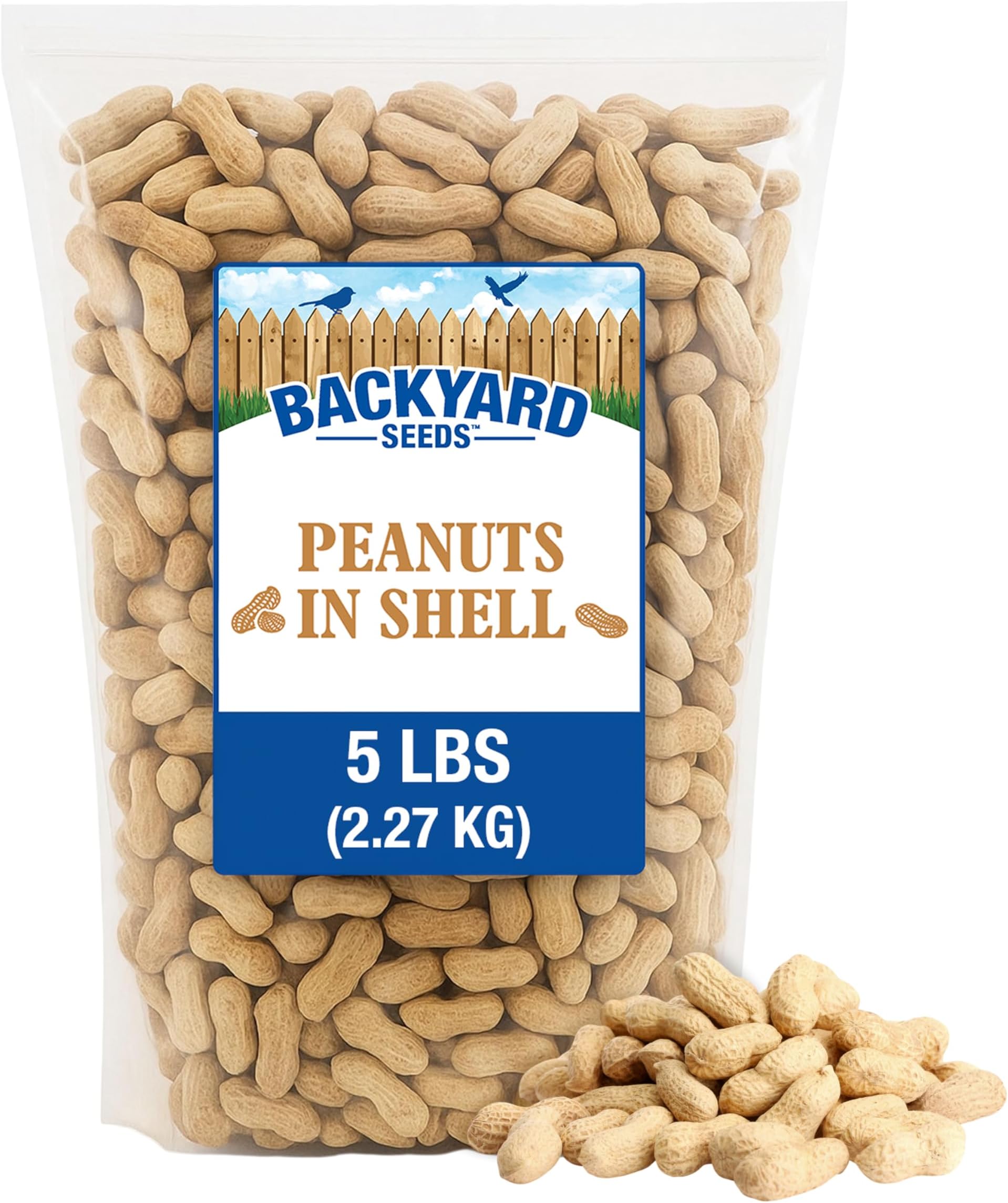 CountryMax Backyard Seeds in-Shell Raw Unprocessed Peanuts 5lbs - Premium Whole Peanuts for Wildlife & Squirrels, Natural Foraging, High Protein