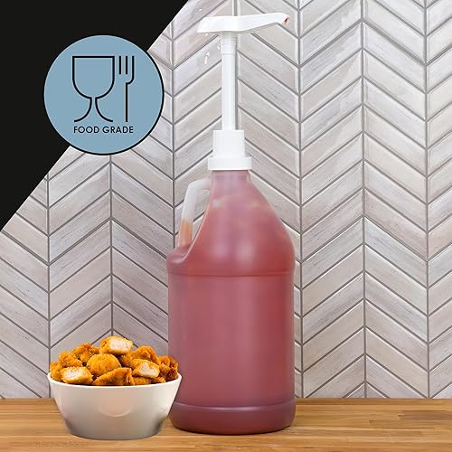 Miniatura 8 de Cornucopia Brands Jarra de plástico de medio galón con bomba; botella de 64 onzas/2 cuartos de galón con loción y bomba de líquido superior para