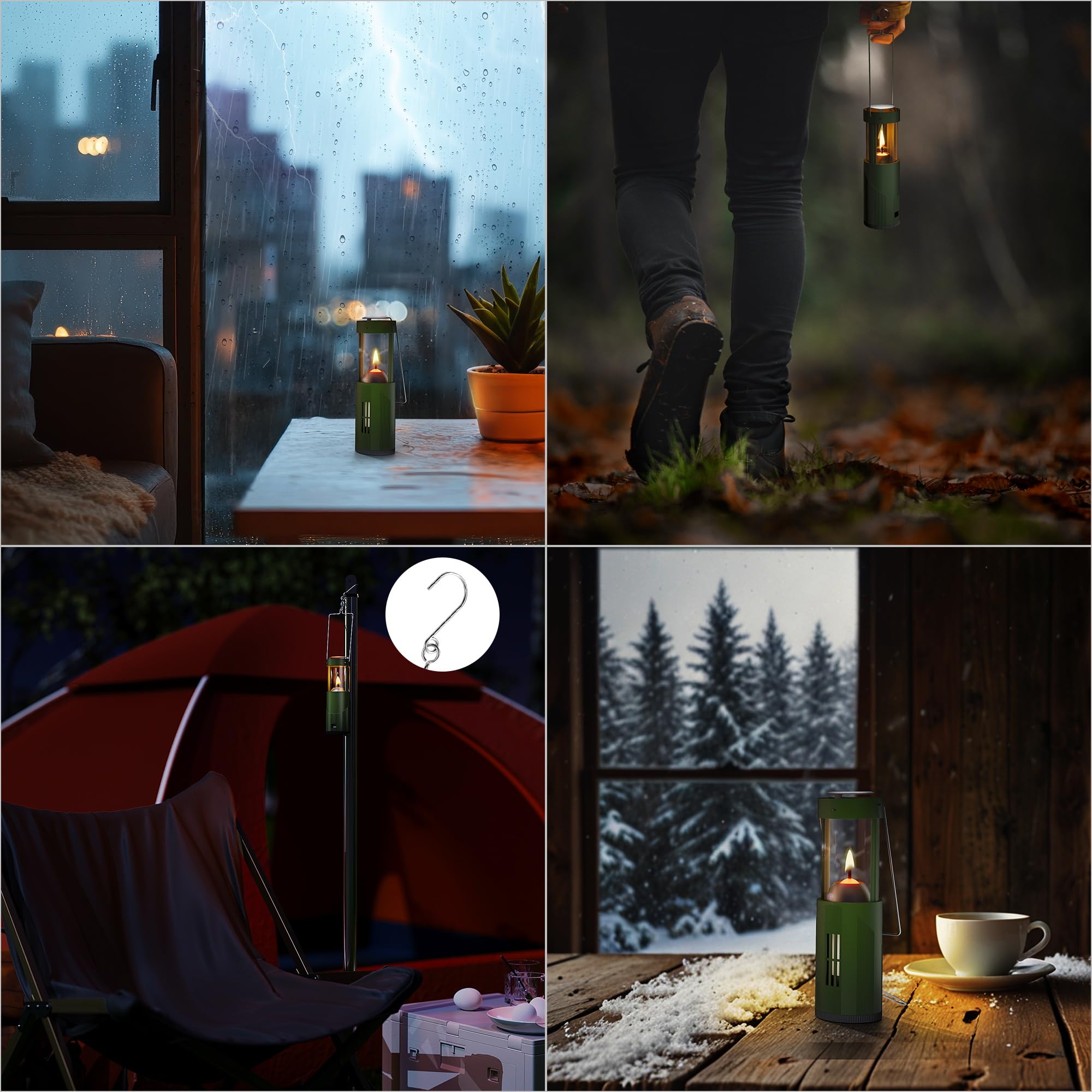 Best Candle Lantern Picks for 2026 1 NOMFIX Mini Candle Lantern for Real Candles, 15H Camping Emergency Light, Green — product photo