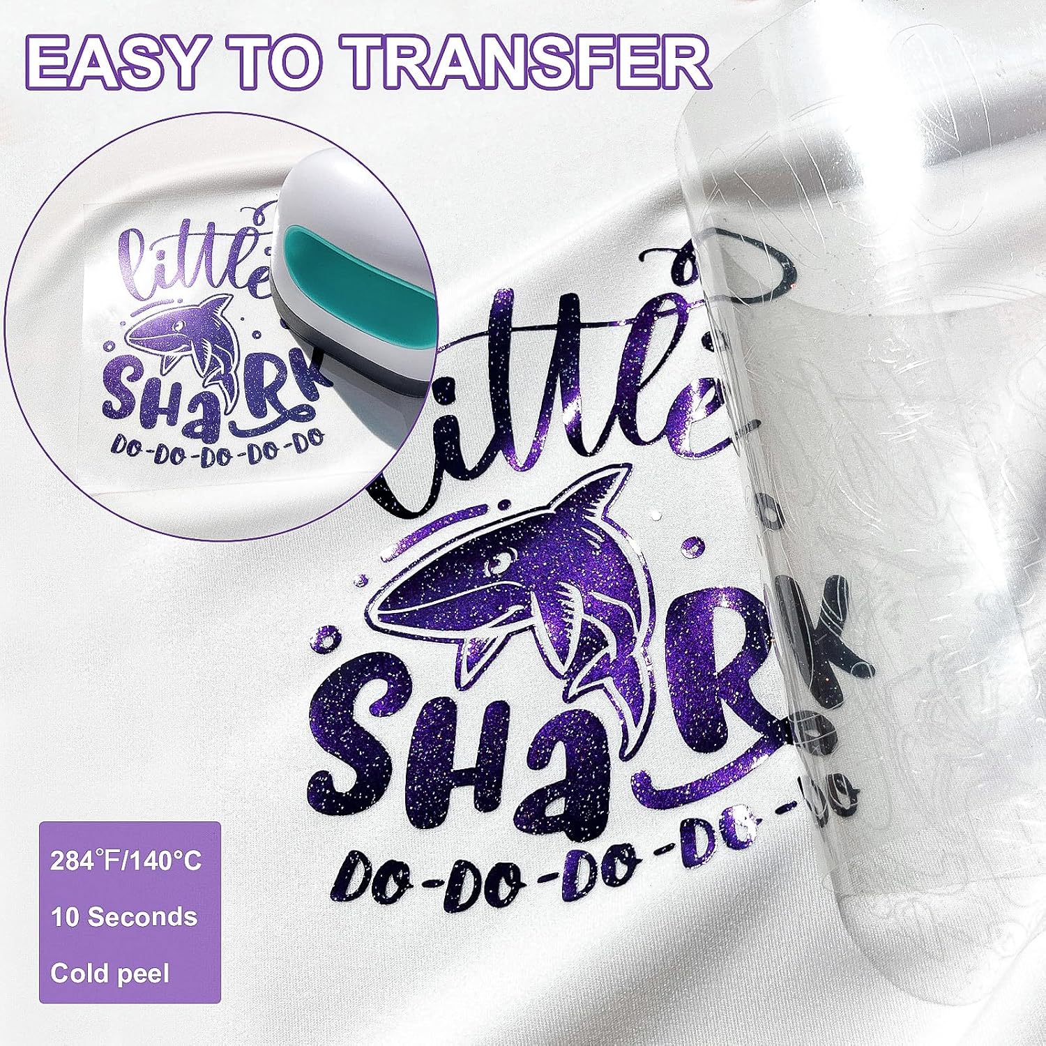 VINYL FROG 12" x8ft Chameleon Heat Transfer Vinyl, Gradient Black Shimmer HTV Vinyl, Glossy Metallic Iron on Vinyl for T-Shirt Easy to Cut and Weed(Black to Purple)