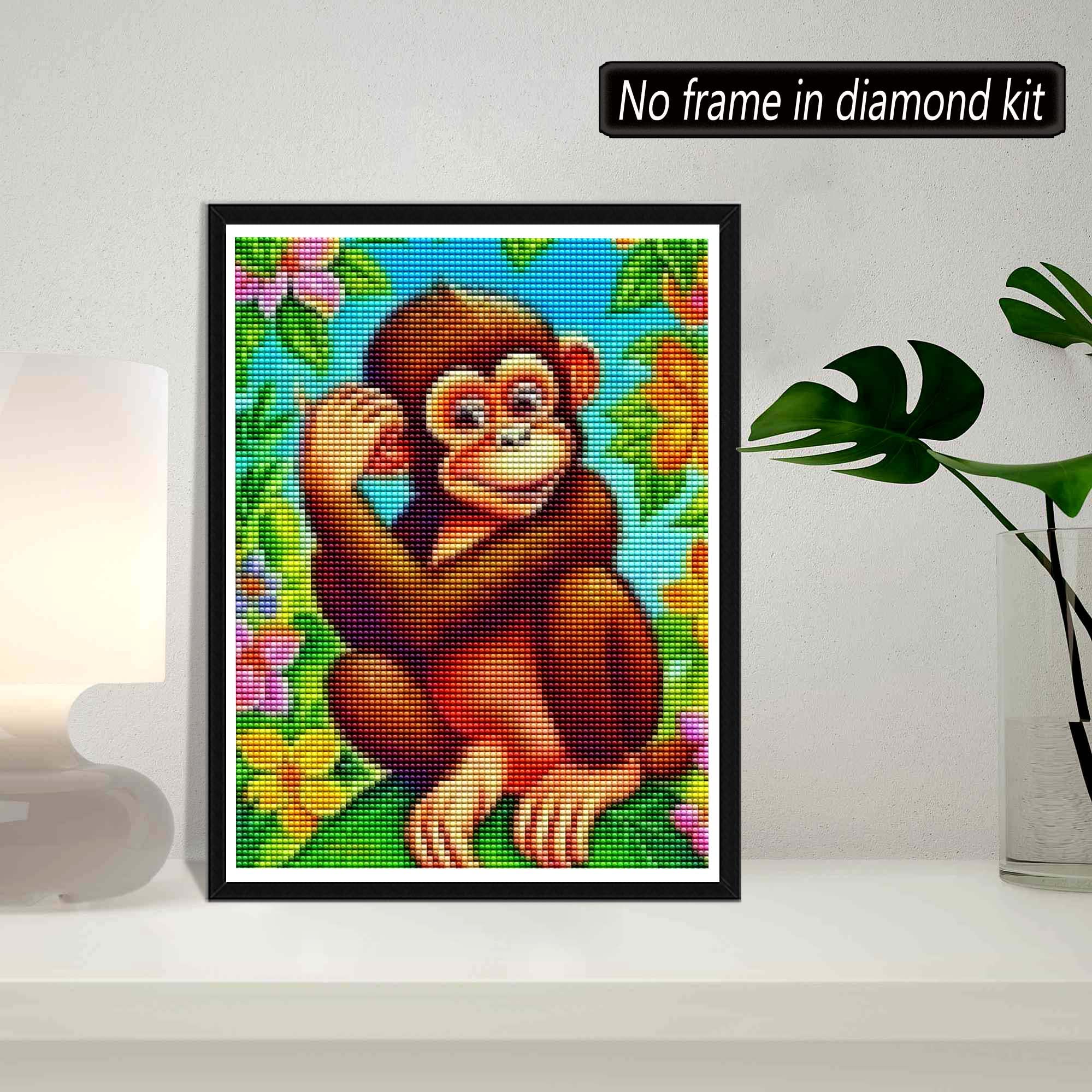 SKRYUIE 5D Flower Monkey Diamond Painting Kits - DIY Diamond Art Kits for Adults Animal, Full Round Drill - Crystal Cross Stitch - Adults Craft for Wall & Office Decor - 12x16inch