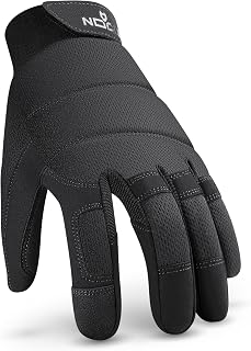 NoCry Heavy-Duty Tactical Work Gloves for Men — Reinforced Palms, Foam-Padded Knuckles, and Strong Stitching; Touchscreen Tips; Breathable and Flexible; Ideal for Mechanics and Construction Work
