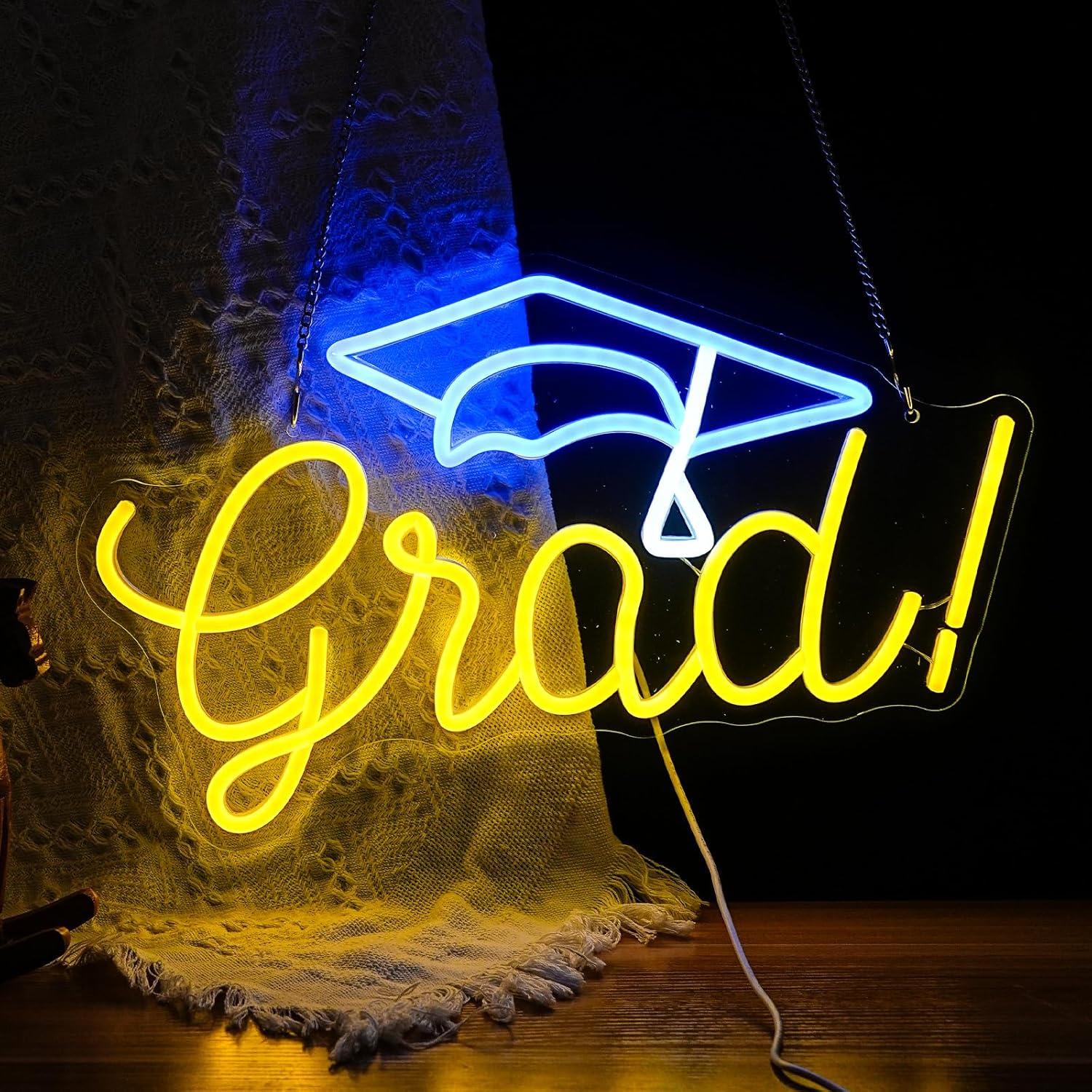 Noasktt Congrats Grad Neon Sign, Adjustable Led Grad Neon Sign 2025 Graduation Celebrations Light Usb Powered For Prom Night Dorm Class Room Graduation Season Party Backdrop Decoration（16.5x10 In）