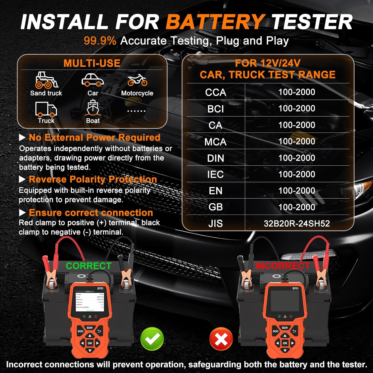 Car Battery Load Tester 12V 24V Automotive Alternator Meter with Cloud Printing 100-2000 CCA Auto Charging & Cranking Capacity Analyzer Diagnostic Tool for Truck, RV, ATV, SUV, Motorcycle, Boat, Yacht