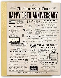 Retro 19 Years Anniversary Card for Women Men, Large 19th Marriage Anniversary Card for Husband Wife Couple, Jumbo 19th Anniversary Cards for Parents