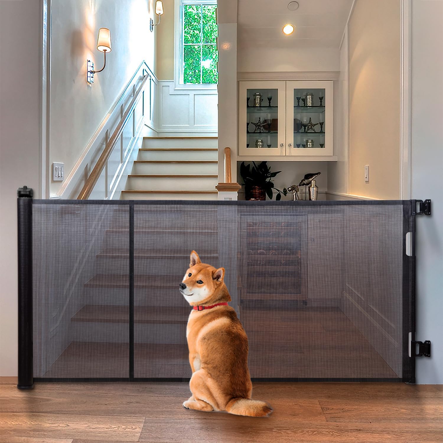 Extra Wide Retractable Baby Gate,Tall Mesh Pet Dog Gate