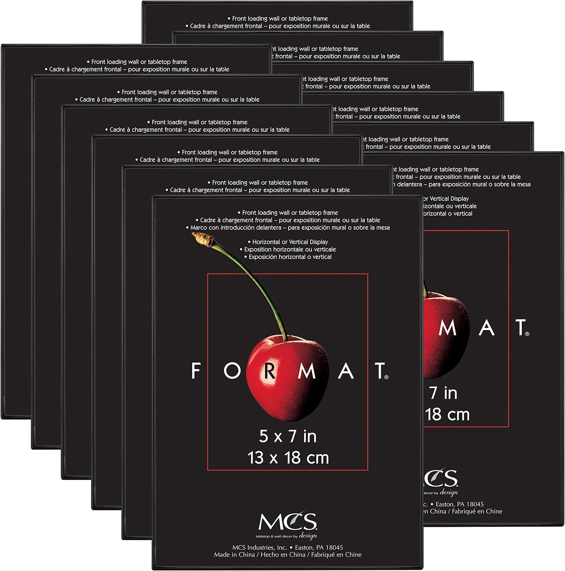 MCS Format 5x7 Picture Frame Black, Gallery Wall Vertical & Horizontal Wall Hanging Small Picture Frame or Tabletop Easel for Photos & Art Prints (12-Pack)