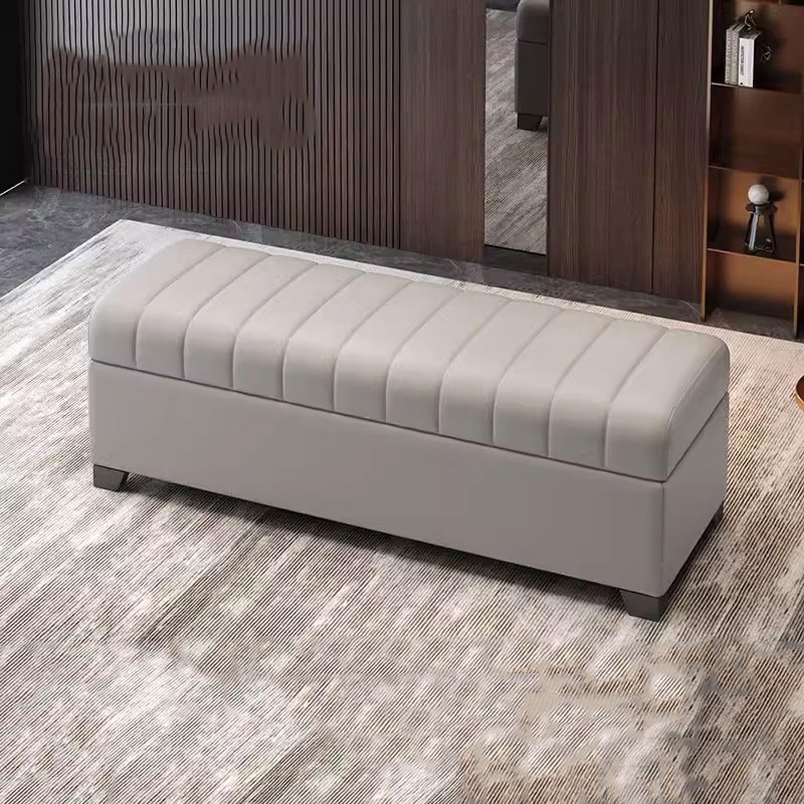 Banc d'entrée en cuir rembourré idéal pour sublimer le couloir